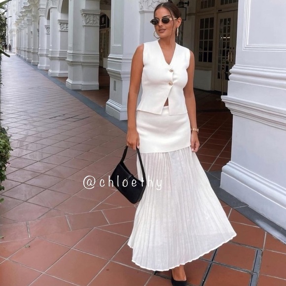 Zara MIXED PLEATED KNIT SKIRT - Picture 14 of 15